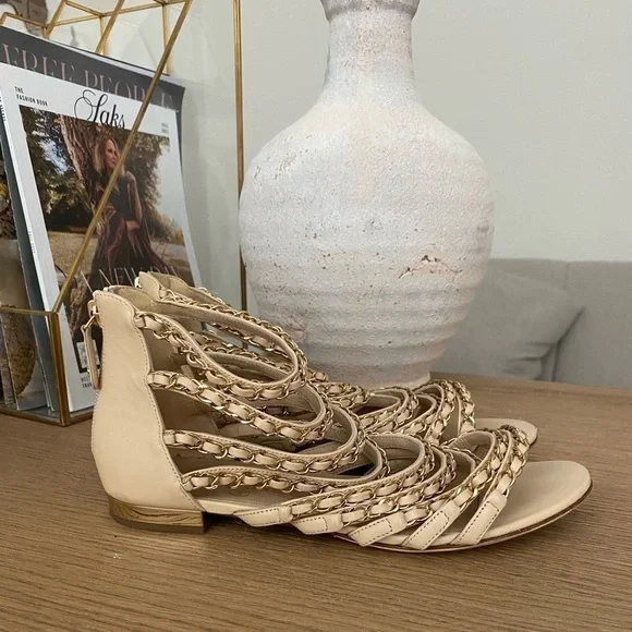Chanel chain gladiator sandals